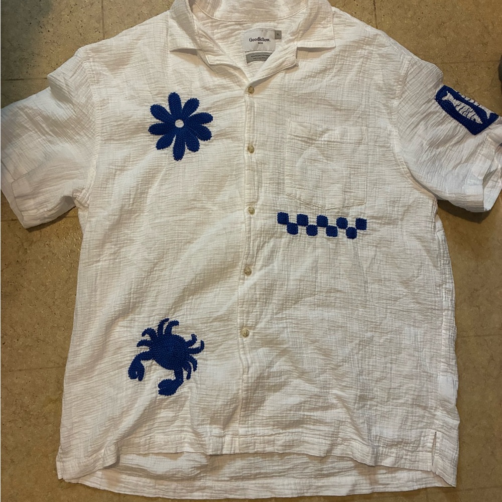 Goodfellow & Co men’s collar button drop short sleeve shirt size XL